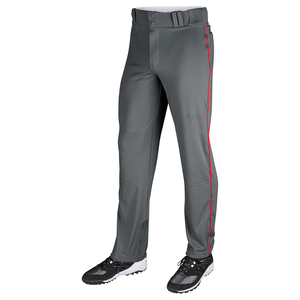 Pantalones de Béisbol Grises para Hombre con Franja Lateral Roja, de Poliéster que Absorbe la Humedad, Corte Regular, Cierre de Botones, Talla Adulto, Pantalones de Softbol - Product Image 1