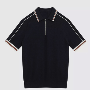 Hot Selling Premium Quality Men's Casual T-<b>Shirt</b> New Collar <b>Button</b> Style Street Look <b>Half</b> Sleeved Spandex/Cotton 220g - Product Image 3