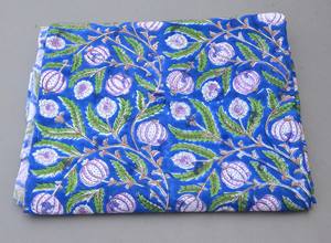 Blue Floral Hand Block Printed Cotton Fabric | Soft Breathable Indian Cotton Yardage for Dresses <b>Curtains</b> Sleepwear many more. - Product Image 6