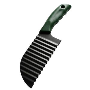 Crinkle Knife Stainless Steel Wave Blade Green Handle Peeler Zester for Vegetables <b>Fruits</b> Salad <b>Cutter</b> Manual Tool - Product Image 1
