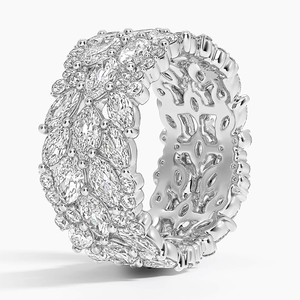 Anillo de Boda de Plata de Ley 925 Chapado en Oro Premium con Moissanita para Mujer, Anillo de Eternidad Brillante, Joyería Fina - Product Image 1