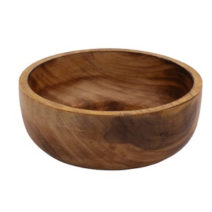 Tazón de ensalada de acacia auténtica, utensilios de cocina, tazón para mezclar, forma redonda, tamaño personalizado, tazón ecológico para frutas, para pícnic y camping. - Product Image 1
