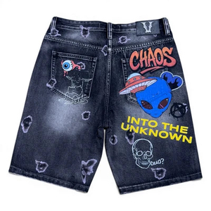 Shorts Bermuda en jean pour homme Vicious avec appliques de dessins animés, style urbain, taille mi-haute, fermeture boutonnée, séchage rapide, personnalisable - Product Image 6