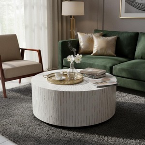 Table basse de luxe faite à la main en os incrusté, écologique, pour salon, style nordique minimaliste, décoration intérieure, artisanat unique, couleur personnalisable - Product Image 1
