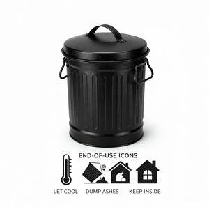 Cubo para cenizas de chimenea con tapa, pequeño, galvanizado, cubo de basura, contenedor de almacenamiento, cubo metálico para chimenea, hoguera, estufa de leña - Product Image 5