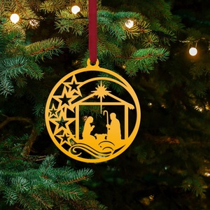 Top Selling Metal Gold Hanging The Story Of Christmas Nativity Scene Christmas Outdoor Indoor Decorate Small Nativity Scene - Product Image 4