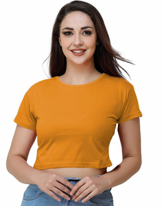 เสื้อครอปท็อปผู้หญิงปี 2026 ขายส่ง คอกลม สีพื้น ใส่สบายๆ ในฤดูร้อน ทรงเข้ารูป ผ้าแคนวาส ระบายอากาศได้ดี ผ้าไหม/ผ้าฝ้าย - Product Image 6