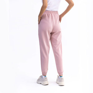 Pantalon cargo en polaire rose pour femme, taille élastique, fermeture éclair, décontracté, longueur cheville, couleur unie, hiver, coupe régulière, coton tissé - Product Image 2
