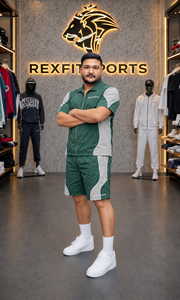 REXFIT SPORTS 2026 Ensemble short et veste personnalisés pour homme, vert et blanc, en nylon, veste à col et manches courtes entièrement zippée, streetwear et vêtements de sport personnalisés - Product Image 6