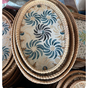ชุดถาดหวายธรรมชาติพร้อมที่รองแก้วลายมุกสำหรับโต๊ะอาหาร โรงแรม และรีสอร์ท - Product Image 4