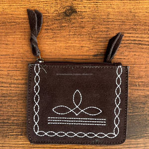 Top produit point de botte marron véritable daim cuir porte-monnaie Western cuir de vachette Mini portefeuille changement sac à main pour les femmes - Product Image 2