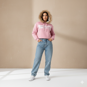 Sudadera con capucha rosa personalizada para mujer con cremallera y capucha de piel sintética, chaqueta de forro polar extragrande, fabricante OEM ODM - Product Image 6