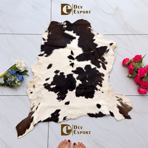 2026 Handmade Cowhide Leather Area <b>Rugs</b> Hot Sale <b>Black</b> White <b>Rugs</b> for Living Room Scandinavian Boho Decor 100 % Natural Cowhide - Product Image 3