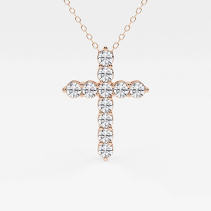 Pendentif croix élégant et étincelant en diamant de laboratoire rond 1 carat avec griffes partagées, cadeau de bijoux pour femme - Product Image 4
