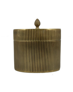 Conteneur à fruits secs en métal cannelé de style vintage haut de gamme avec couvercle en pin design pour offrir en cadeau lors de fêtes - Product Image 1