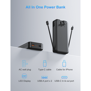 20000mAh caricabatterie portatile ad alta velocità Slim da viaggio essenziali Power Bank con cavi integrati e cavi compatibili con iPhone - Product Image 6