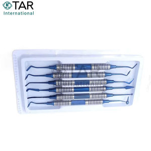 Ensemble professionnel de 6 spatules pour composites dentaires, tête plaquée titane, bleu, instruments de restauration médicale - Product Image 2