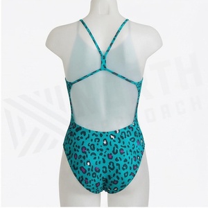Maillot de bain une pièce imprimé léopard pour femme, col halter, en spandex et polyester, extensible, coupe régulière, tricoté à motifs - Product Image 2