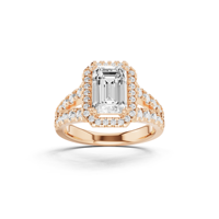 Anillo de Diamante Cultivado en Laboratorio con Corte Esmeralda, Color E, Certificado IGI, Oro, con Piedras Laterales, Joyería de Lujo para Boda/Aniversario para Mujer