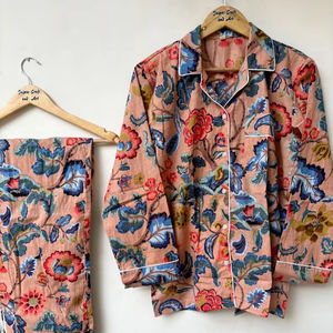 Ensemble de pyjama coordonné pour femmes Naaz Textile, imprimé à rayures de tigre, vêtements de détente et de sommeil décontractés d'été, pyjama en coton - Product Image 1