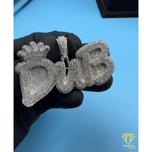 Collier personnalisé avec lettre couronnée « DUB », serti de diamants Moissanite, style Hip Hop Bling, chaîne Tennis, cadeau bijou - Product Image 4