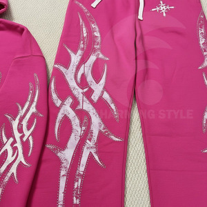 Wholesale 2 Piece Set Sports Polyester Vintage Acid Wash Track Suit Men Slim Fit Tracksuit <b>Zip</b> up Hoodie and <b>Trouser</b> - Product Image 4