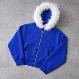 Sweat-shirts à capuche zippés en fausse fourrure pour hommes, personnalisés, imprimés, surdimensionnés, fabrication de sweats à capuche zippés en fourrure - Product Image 2
