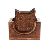Ensemble de supports à sous-verres en bois en forme de canard, vintage, faits à la main, en forme d'oiseau, support de tapis de table décoratif, chariot de rangement pour sous-verres