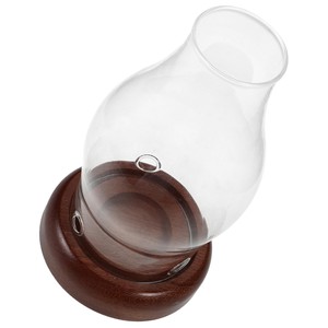 Portavelas de madera de teca artesanal Aqdus Saleem con chimenea de vidrio TK-LAN20 Venta al por mayor India - Product Image 1
