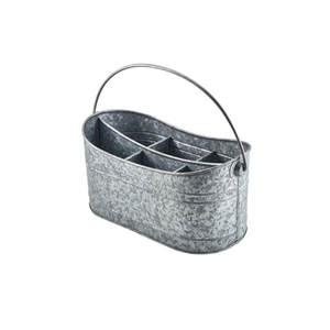 High Quality Galvanized Metal Cutlery Holder Utensil Organizer For Kitchen Dining <b>Table</b> Iron Flatware <b>Caddy</b> With 2 Compartments - Product Image 6