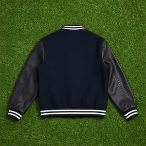 Veste universitaire unisexe noire et blanche vintage, coupe classique, couleur unie, respirante, fermeture boutonnée, col montant, vêtement décontracté pour l'hiver - Product Image 3