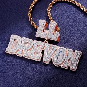 Hip hop iced out 14kt custom made letter pendant two tone custom bail made in lab diamonds - Product Image 1