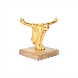 Sculpture moderne abstraite d'un homme assis en polyrésine dorée, figurine humaine décorative, statue de table - Product Image 2