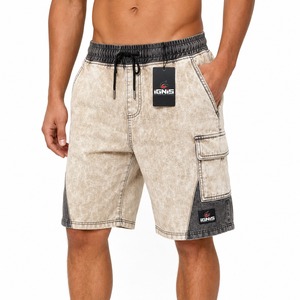 Pantalones Cortos Deportivos de Algodón para Hombre, Estilo Vintage, Lavado Ácido, Cintura Elástica, para Gimnasio, Fitness, Running y Descanso, con Bolsillos - Product Image 1