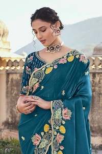 Sari Jimmy de Fatema Fashion, el Más Vendido, para Mujer, Puro y Suave, con Bordado Intenso, Diseño Multihilo de Última Moda, para Bodas en India - Product Image 5