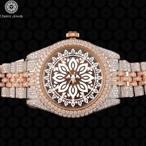 Charm_Jewels Luxury Women's <b>Diamond</b> <b>Watch</b> 38mm Round Analog Quartz Stainless Steel Band Folding Clasp - Product Image 1