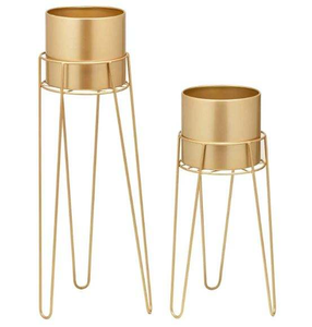 Jardinières en métal plaqué or de haute qualité, jardinières décoratives en tôle pour la maison, pots et jardinières à fleurs modernes en fer indien à prix abordable - Product Image 3