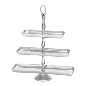 Support à gâteau en aluminium, plateau de service décoratif en métal argenté poli pour mariage, fête, présentation de desserts écologique pour la maison et l'hôtel - Product Image 1