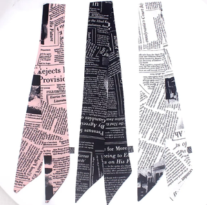Foulard en soie imprimé journal mode pour femme, ruban décoratif, petit foulard, ruban pour poignée de sac, bandeau pour cheveux, petit foulard bandeau - Product Image 1