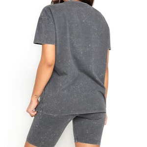 T-shirt décontracté délavé à l'acide pour femme, de haute qualité et épais, du fabricant - Product Image 4