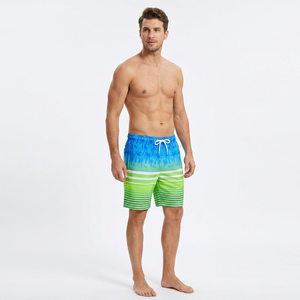 <b>Men's</b> Sporty Eco-Friendly Quick Dry <b>Shorts</b> with Print Drawstring Waist Casual Swimwear Green Blue <b>Patterned</b> - Product Image 5