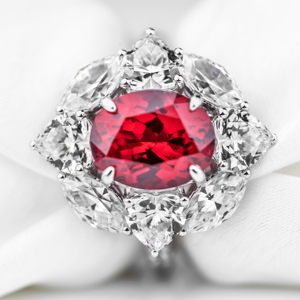 S925 Sterling Silver Lab Grown Ruby <b>Ring</b> Oval Marquise <b>CZ</b> Diamond Cluster Women Luxury Statement <b>Ring</b> US Size 6 JRURR185Y - Product Image 1