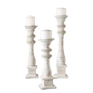 Bougeoir en bois blanc lavé fait à la main, support de piliers coniques en bois pur pour les décorations de maison et d'hôtel pour Noël - Product Image 1