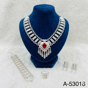 Gold Plated Zinc Alloy Zircon Heart Bridal Jewelry Set <b>Necklace</b> Earrings <b>Ring</b> Bracelet Snake Chain Trendy Traditional Wedding - Product Image 6