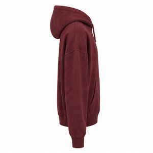 Premium Custom <b>Burgundy</b> Acid Wash Rhinestone <b>Hoodie</b> <b>Men</b> Regular Fit Pullover Cotton Fleece Streetwear Pocket Anti-Wrinkle Winter - Product Image 3