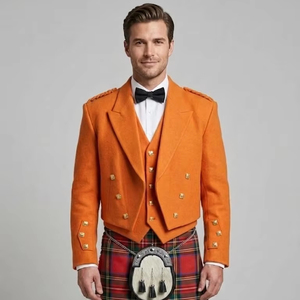 Chaqueta Prince Charlie Hecha a Mano con Chaleco de 5 Botones |   Chaqueta Escocesa de Kilt - Product Image 1