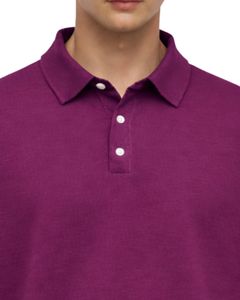 เสื้อโปโลแขนยาวสีม่วงสำหรับผู้ชาย ผ้าคอตตอนผสมเนื้อนุ่ม สวมใส่สบาย คอปกคลาสสิก เหมาะสำหรับฤดูหนาว ผลิตโดยผู้ผลิต - Product Image 5