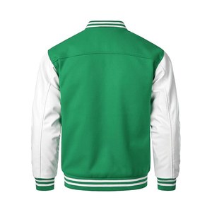 Veste universitaire pour homme, vert et blanc, couleur unie, fermeture à boutons, col rabattu, style décontracté, coupe classique, automne - Product Image 6