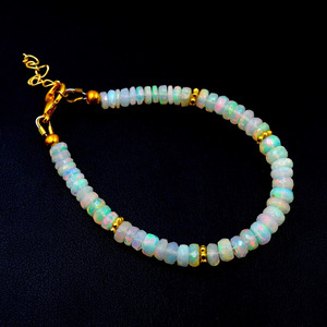 Natural Ethiopian Opal <b>Beads</b> <b>Bracelet</b>, Multi Fire Roundel, Natural Gemstone Jewelry - Product Image 2