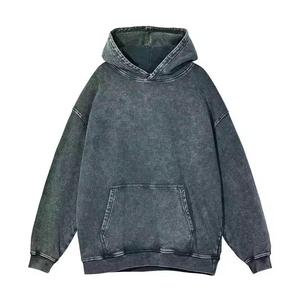 เสื้อฮู้ดฟลีซผู้ชายแบบใหม่ล่าสุด ล้างสีแบบแอซิดวอช สำหรับฤดูหนาว คุณภาพสูง ขายส่งจากโรงงาน รับออกแบบตามสั่ง - Product Image 3